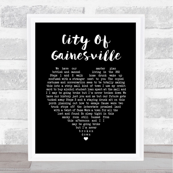 Less Than Jake City Of Gainesville Black Heart Song Lyric Print