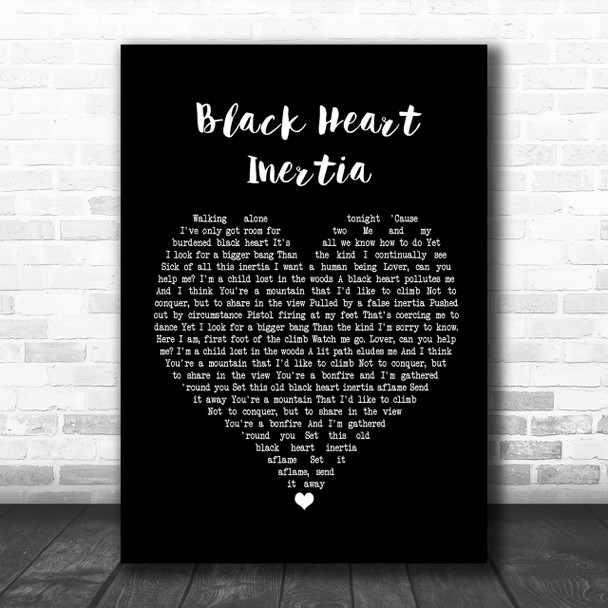 Incubus Black Heart Inertia Black Heart Song Lyric Music Wall Art Print