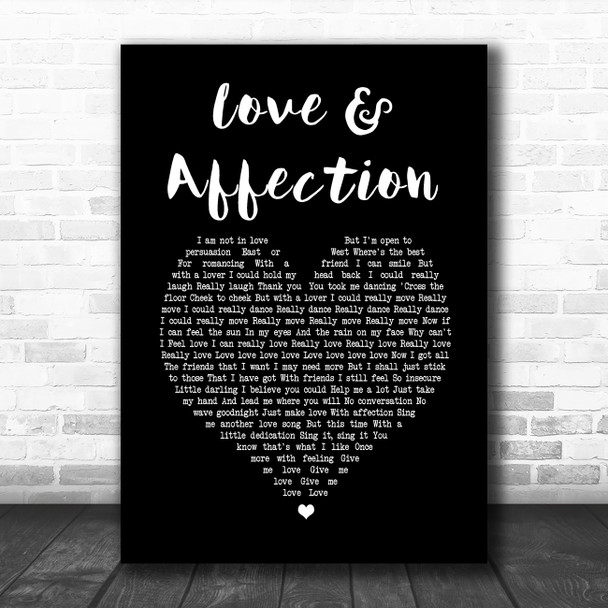 Joan Armatrading Love & Affection Black Heart Song Lyric Print