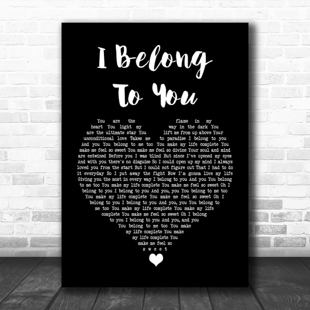 Lenny Kravitz I Belong To You Black Heart Song Lyric Print