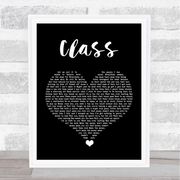 Class The LaFontaines Black Heart Song Lyric Print