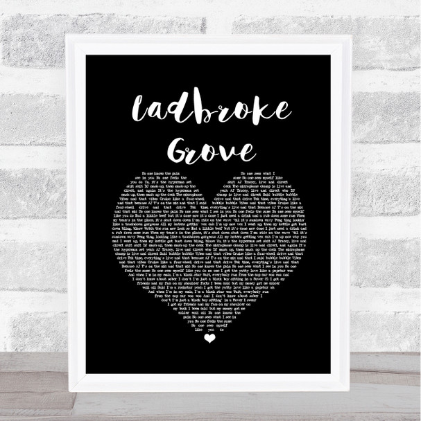 AJ Tracey Ladbroke Grove Black Heart Song Lyric Print