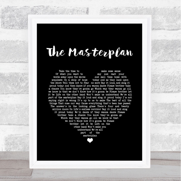 Oasis The Masterplan Black Heart Song Lyric Print