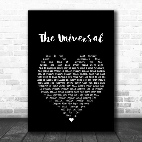Blur The Universal Black Heart Song Lyric Print