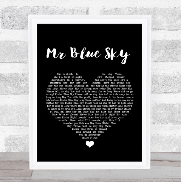 ELO Mr Blue Sky Black Heart Song Lyric Print