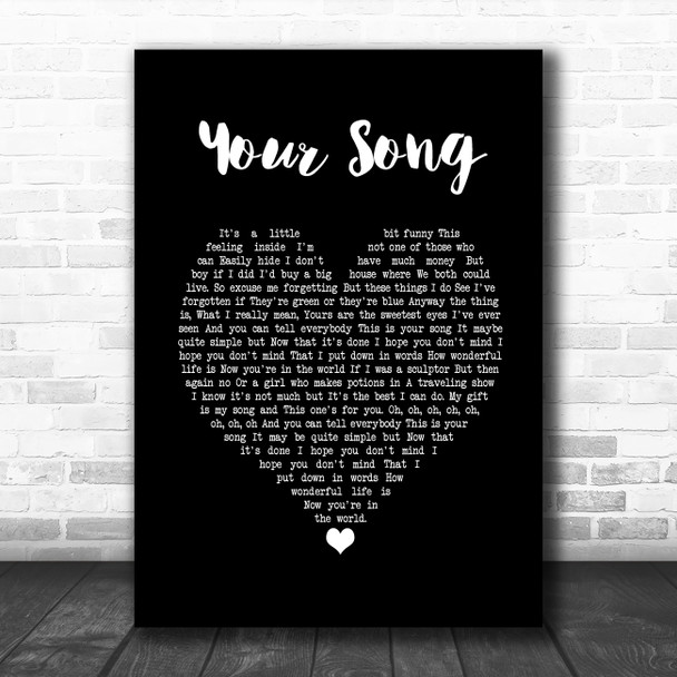 Ellie Goulding Your Song Black Heart Song Lyric Print