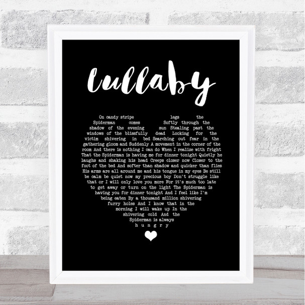 The Cure Lullaby Black Heart Song Lyric Print