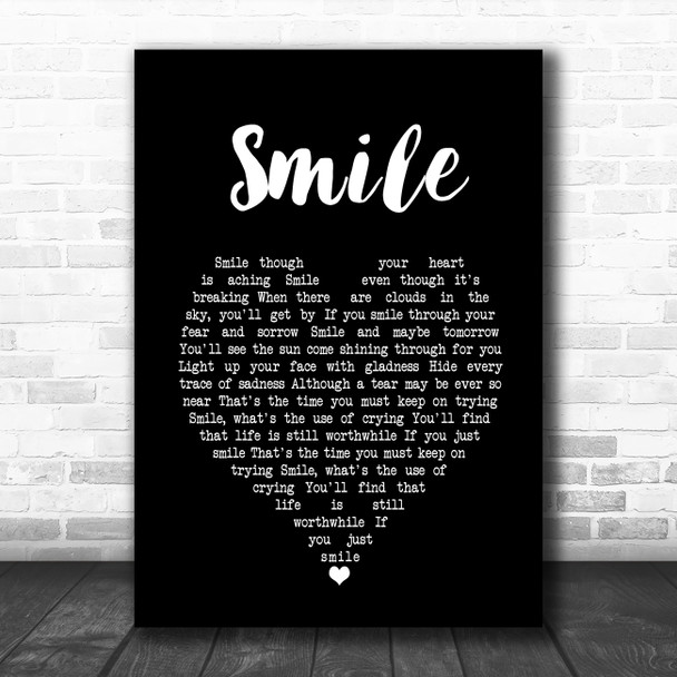 Nat King Cole Smile Black Heart Song Lyric Print