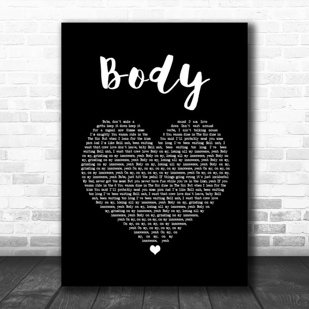 Loud Luxury feat. Brando Body Black Heart Song Lyric Print