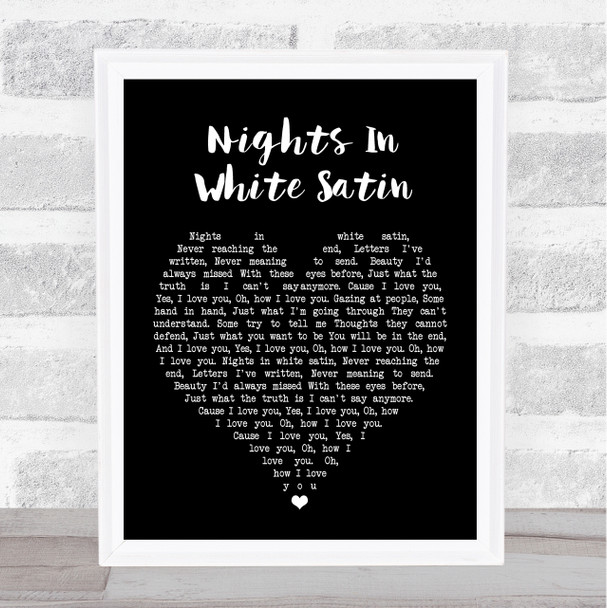 Moody Blues Nights In White Satin Black Heart Song Lyric Music Wall Art Print