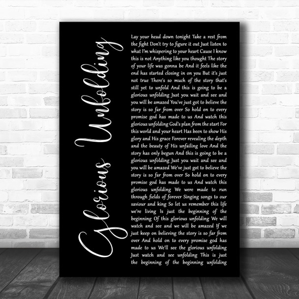 Steven Curtis Chapman Glorious Unfolding Black Script Song Lyric Print