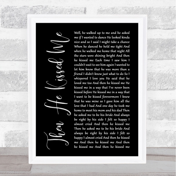 The Crystals Then He Kissed Me Black Script Song Lyric Print