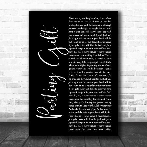 Our Hollow, Our Home Parting Gift Black Script Song Lyric Print