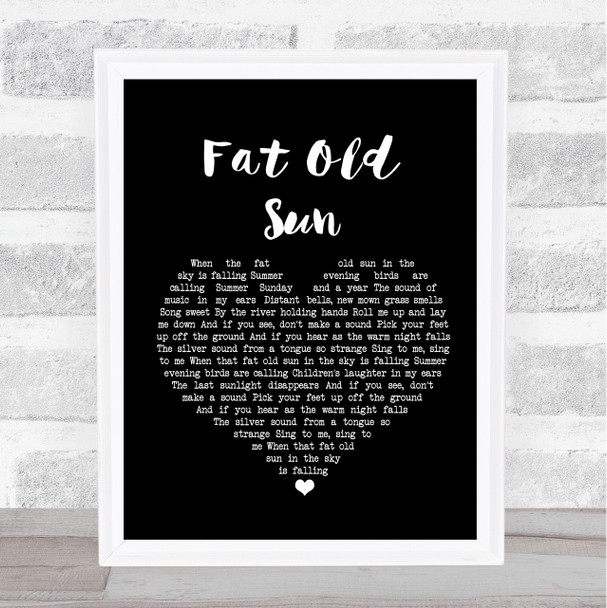 Pink Floyd Fat Old Sun Black Heart Song Lyric Music Wall Art Print