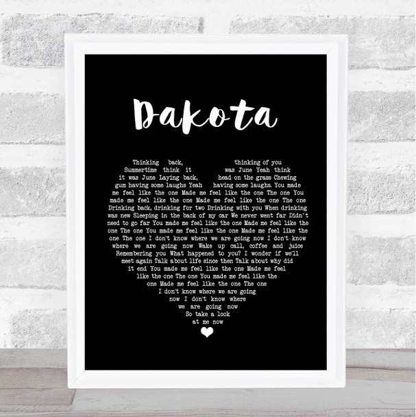 Stereophonics Dakota Black Heart Song Lyric Music Wall Art Print