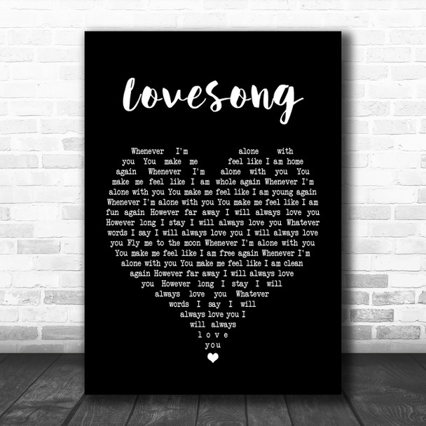 The Cure Lovesong Black Heart Song Lyric Music Wall Art Print