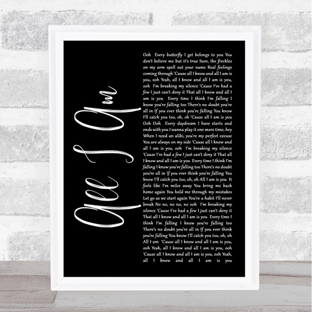 Jess Glynne All I Am Black Script Song Lyric Music Wall Art Print