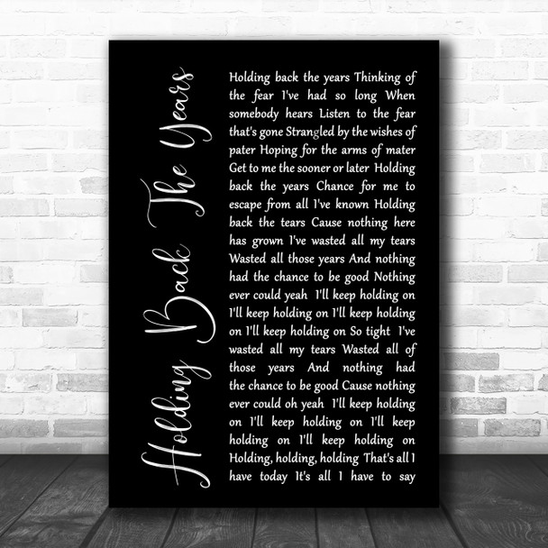 Simply Red Holding Back The Years Black Script Song Lyric Music Wall Art Print