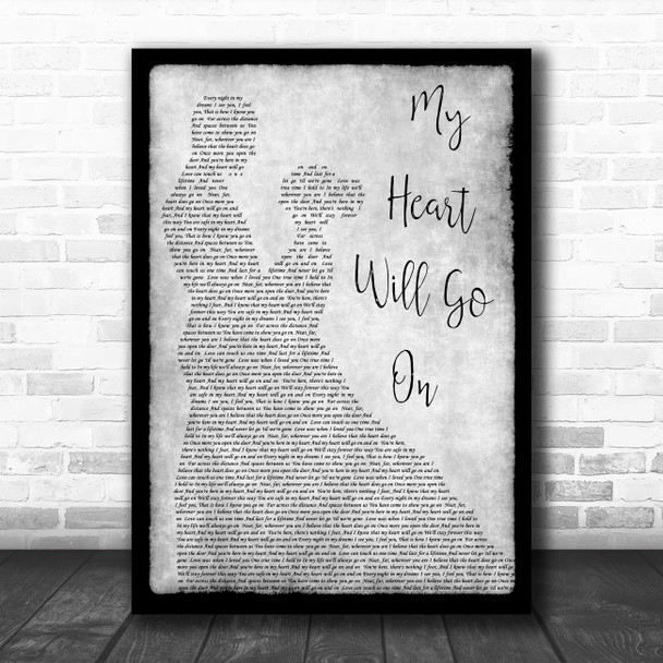 Celine Dion My Heart Will Go On Man Lady Dancing Grey Song Lyric Quote Print