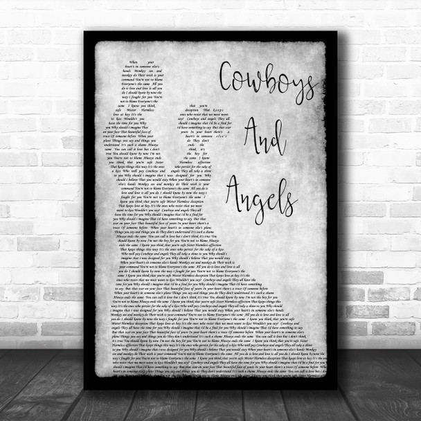 George Michael Cowboys And Angels Man Lady Dancing Grey Song Lyric Quote Print