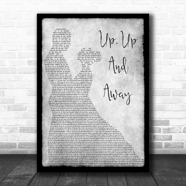 The 5th Dimension Up, Up And Away Man Lady Dancing Grey Song Lyric Quote Print
