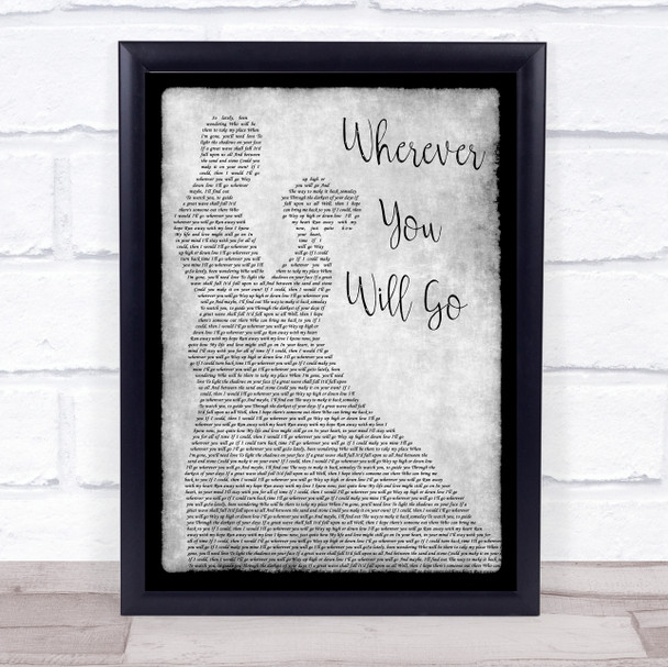 The Calling Wherever You Will Go Man Lady Dancing Grey Song Lyric Print