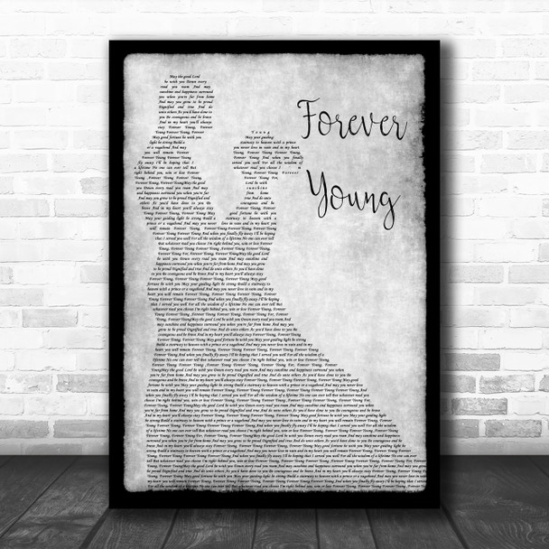 Rod Stewart Forever Young Man Lady Dancing Grey Song Lyric Quote Print