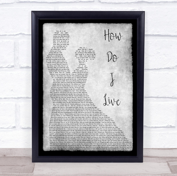 LeAnn Rimes How Do I Live Grey Song Lyric Man Lady Dancing Quote Print