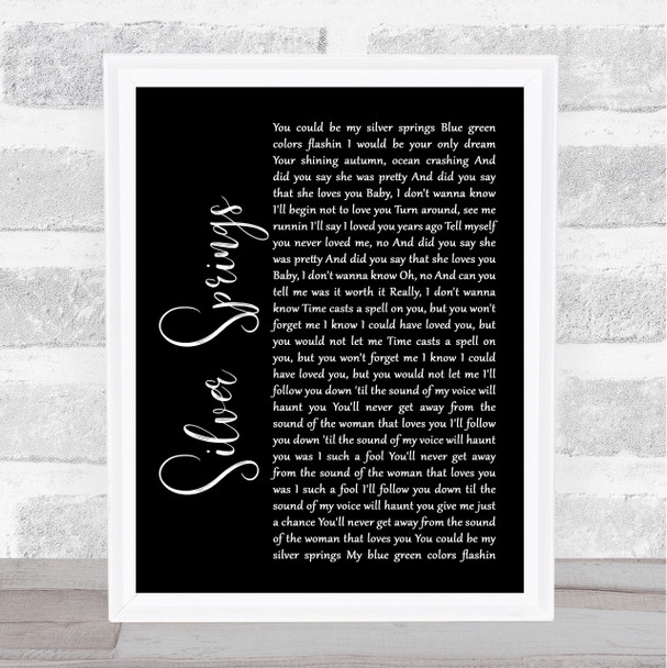 Fleetwood Mac Silver Springs Black Script Song Lyric Music Wall Art Print