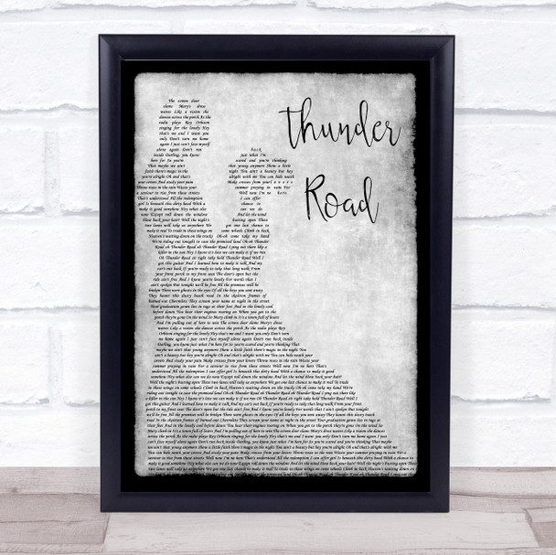 Bruce Springsteen Thunder Road Man Lady Dancing Grey Song Lyric Quote Print