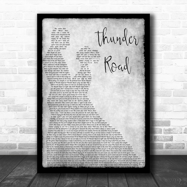 Bruce Springsteen Thunder Road Man Lady Dancing Grey Song Lyric Quote Print