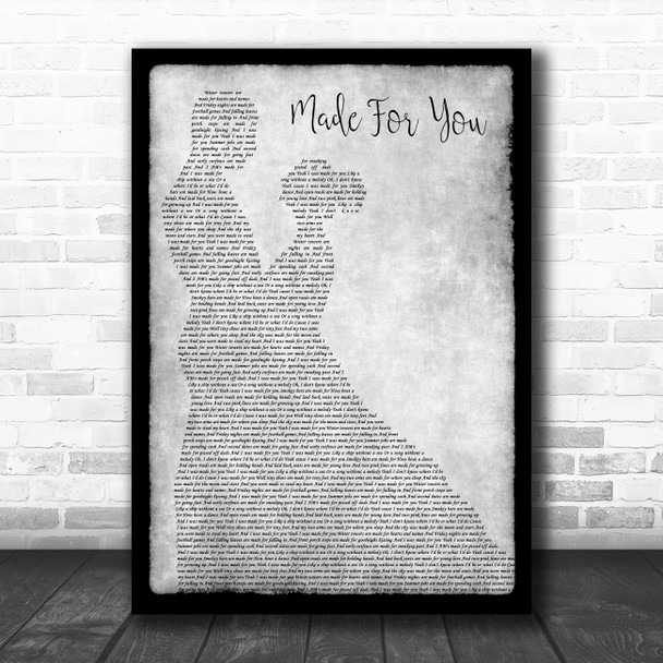 Jake Owen Made For You Man Lady Dancing Grey Song Lyric Quote Print