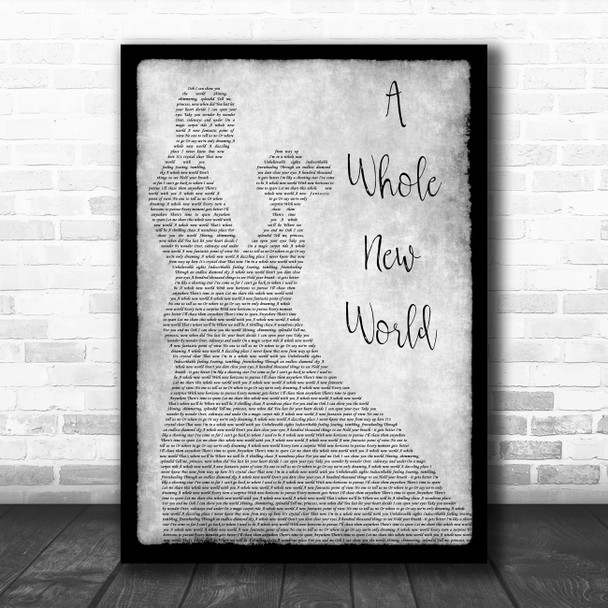 Peabo Bryson & Regina Belle A Whole New World Man Lady Dancing Grey Song Print
