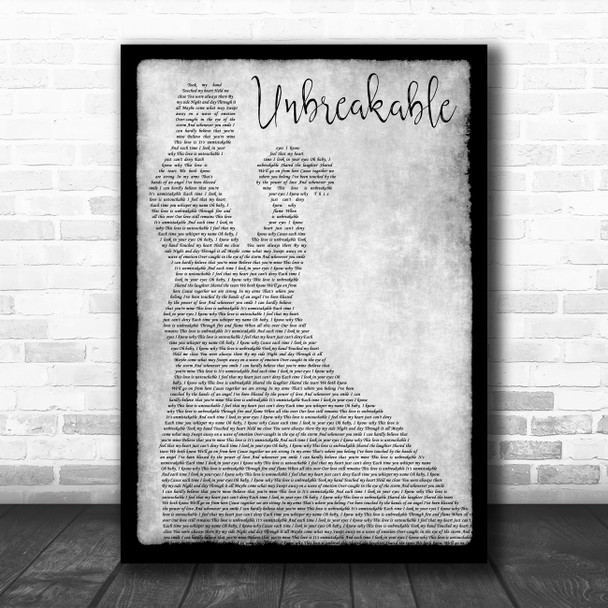 Westlife Unbreakable Man Lady Dancing Grey Song Lyric Quote Print