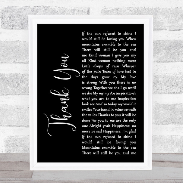 Led Zeppelin Thank You Black Script Song Lyric Music Wall Art Print