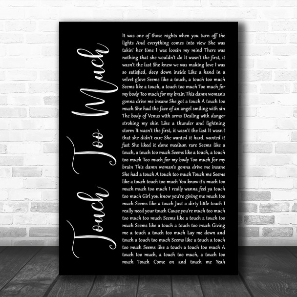 AC DC Touch Too Much Black Script Song Lyric Music Wall Art Print