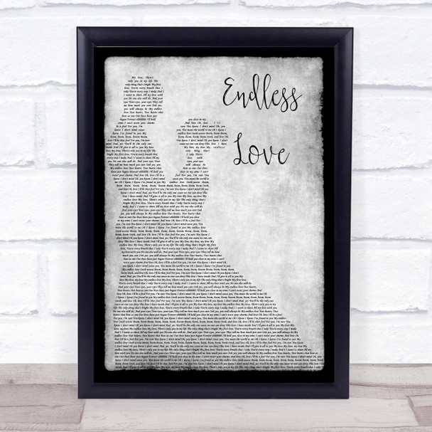 Lionel Richie & Mariah Carey Endless Love Man Lady Dancing Grey Song Lyric Print