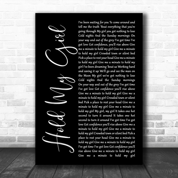 George Ezra Hold My Girl Black Script Song Lyric Music Wall Art Print