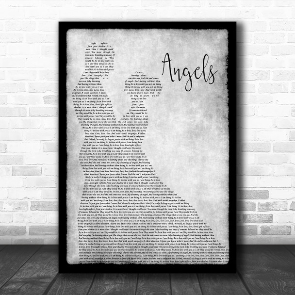 The xx Angels Man Lady Dancing Grey Song Lyric Print