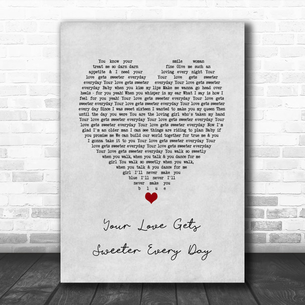 Finley Quaye Your Love Gets Sweeter Every Day Grey Heart Song Lyric Print