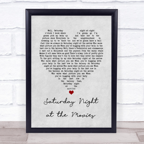 The Drifters Saturday Night at the Movies Grey Heart Song Lyric Print