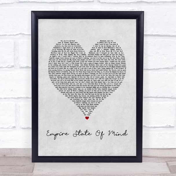 Alicia Keys Empire State Of Mind Grey Heart Song Lyric Print