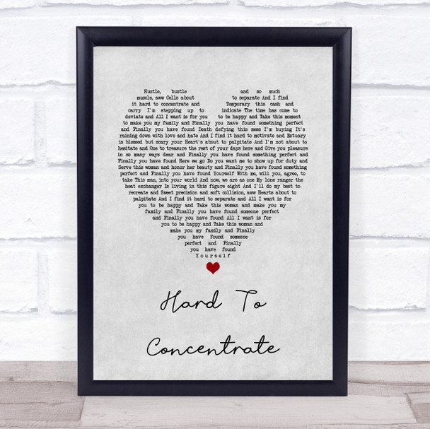 Red Hot Chili Peppers Hard To Concentrate Grey Heart Song Lyric Print