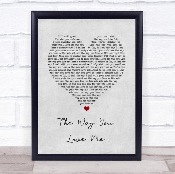 Faith Hill The Way You Love Me Grey Heart Song Lyric Print