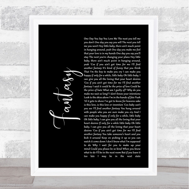 George Michael Fantasy Black Script Song Lyric Music Wall Art Print