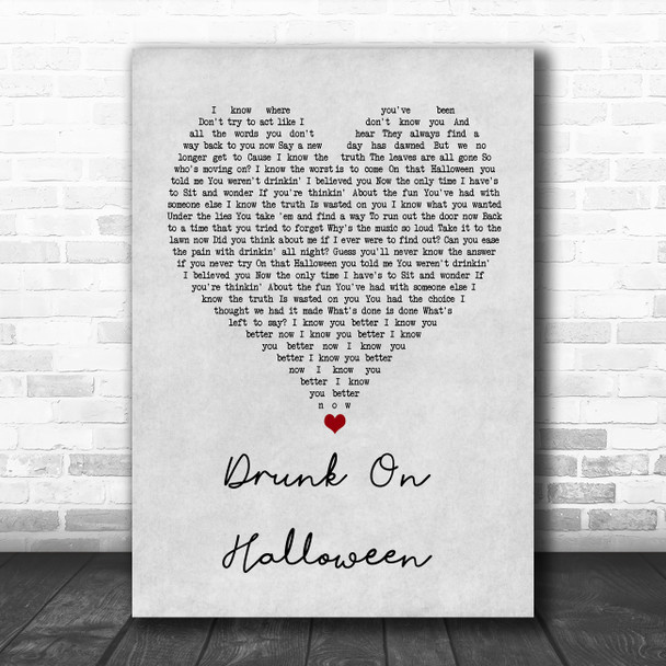 Wallows Drunk On Halloween Grey Heart Song Lyric Print