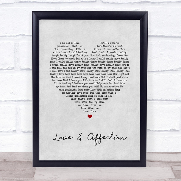 Joan Armatrading Love & Affection Grey Heart Song Lyric Print