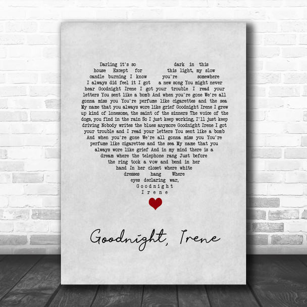 Brian Fallon Goodnight, Irene Grey Heart Song Lyric Print