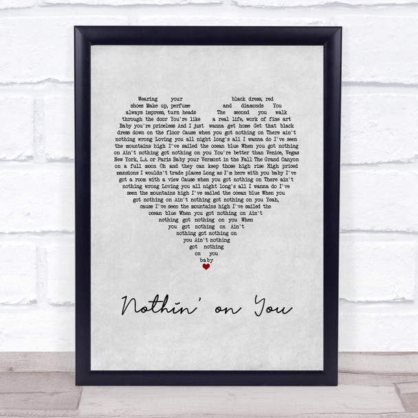Cody Johnson Nothin' on You Grey Heart Song Lyric Print
