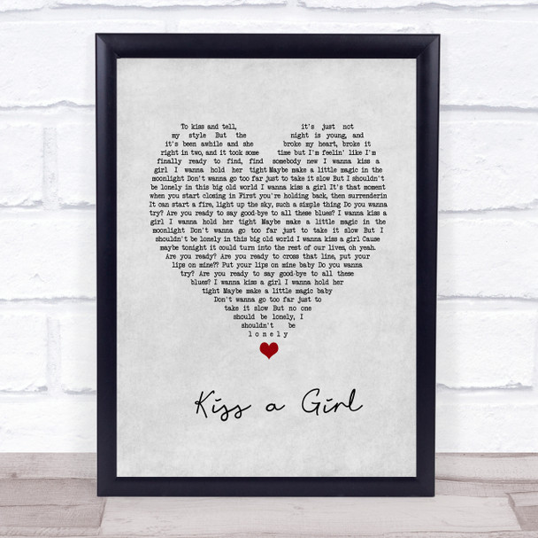 Keith Urban Kiss A Girl] Grey Heart Song Lyric Print
